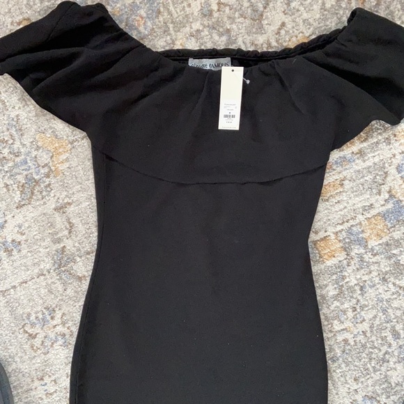 NEW Francesca's black Off Shoulder Mini Dress MED - Picture 5 of 7
